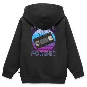 Never Forget Retro 80er 90er Nostalgie - Kinder Premium Organic Zip Hoodie - Schwarz - Hinten - AI Model Kid Male (0cm)