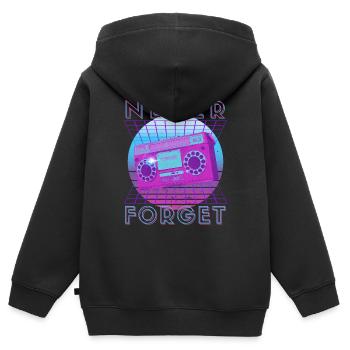 Never Forget Retro 80er 90er Nostalgie - Kinder Premium Organic Zip Hoodie - Schwarz - Hinten - AI Model Kid Male (0cm)