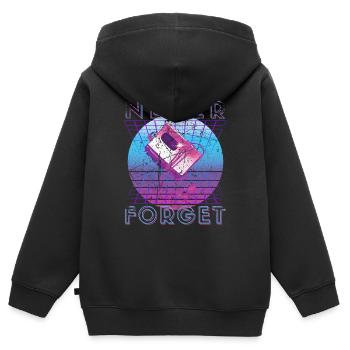 Never Forget Retro 80er 90er Nostalgie - Kinder Premium Organic Zip Hoodie - Schwarz - Hinten - AI Model Kid Male (0cm)