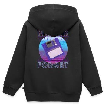 Never Forget Retro 80er 90er Nostalgie - Kinder Premium Organic Zip Hoodie - Schwarz - Hinten - AI Model Kid Male (0cm)