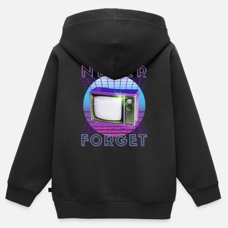 N’oubliez jamais la nostalgie rétro des années 80 et 90 - Sweat Premium à capuche zippé enfant bio - noir