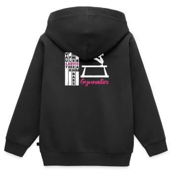 Sprung Boden Stufenbarren Balken Gymnastik Lustig - Kinder Premium Organic Zip Hoodie - Schwarz - Hinten - AI Model Kid Male (0cm)