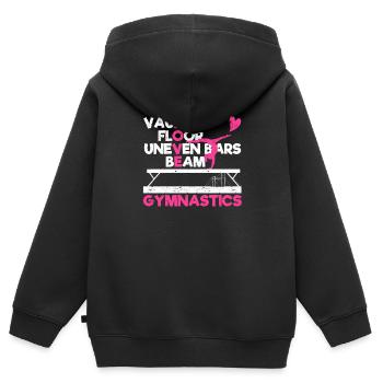 Lustige Turnerin Liebhaberin Gewölbe Boden - Kinder Premium Organic Zip Hoodie - Schwarz - Hinten - AI Model Kid Male (0cm)