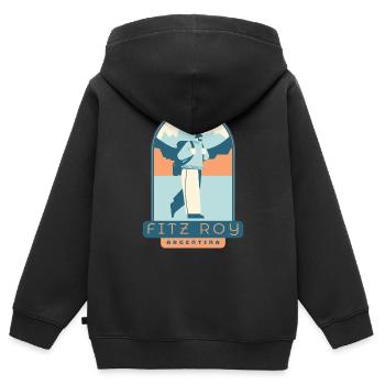 Fitz Roy Trek – Argentinien - Kinder Premium Organic Zip Hoodie - Schwarz - Hinten - AI Model Kid Male (0cm)