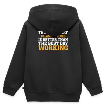 DE SLECHTSTE DAG BALANCEREN VAN ROTSEN IS BETER DAN DE B - Kinder Premium zip hoodie biologisch - zwart - Achter - AI Model Kid Male (0cm)