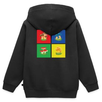 Pilze - Kinder Premium Organic Zip Hoodie - Schwarz - Hinten - AI Model Kid Male (0cm)