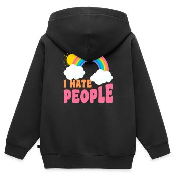 I Hate People Introvert People - Kinder Premium Organic Zip Hoodie - Schwarz - Hinten - AI Model Kid Male (0cm)