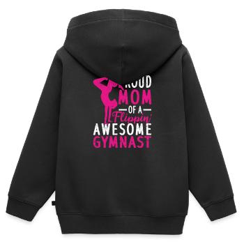 Proud Mother of a Crazy Gymnast Funny Gym - Kids Premium Organic Zip-up Hoodie - black - Back - AI Model Kid Male (0cm)
