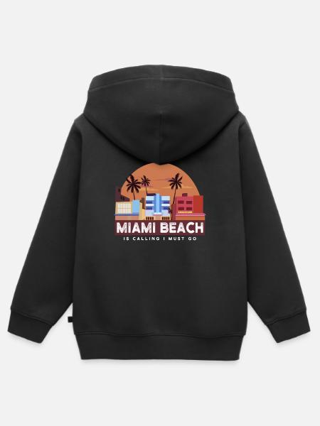Vacances à Miami 01 - Sweat Premium à capuche zippé enfant bio - noir