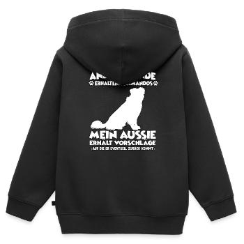 Obéissance Dressage de chien de berger australien - Sweat Premium à capuche zippé enfant bio - noir - Dos - AI Model Kid Male (0cm)