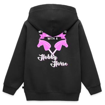 Cheval de loisir Fille Cheval de loisir - Sweat Premium à capuche zippé enfant bio - noir - Dos - AI Model Kid Male (0cm)
