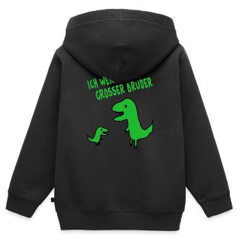 großer Bruder Dinosaurier dino Schwanger Kinder - Kinder Premium Organic Zip Hoodie - Schwarz - Hinten - AI Model Kid Male (0cm)