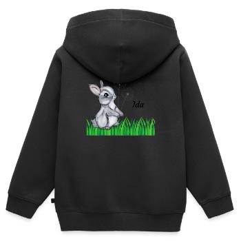 Hase Name Geschenk Ida - Kinder Premium Organic Zip Hoodie - Schwarz - Hinten - AI Model Kid Male (0cm)