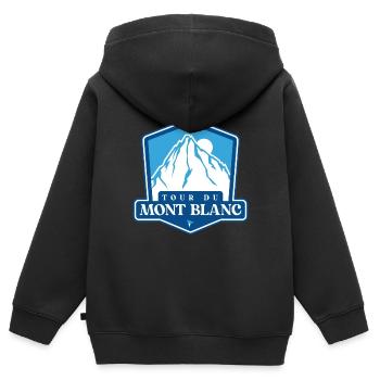 Tour du Mont Blanc Alpen Wanderweg - Kinder Premium Organic Zip Hoodie - Schwarz - Hinten - AI Model Kid Male (0cm)