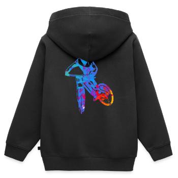 Downhill Colour - Kinder Premium Organic Zip Hoodie - Schwarz - Hinten - AI Model Kid Male (0cm)