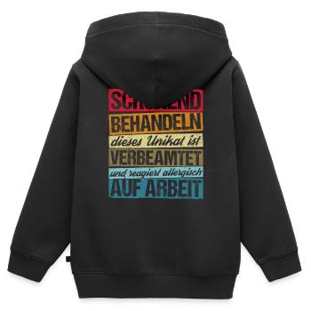 Beamten Beamter Schonend behandeln Allergisch auf - Kinder Premium Organic Zip Hoodie - Schwarz - Hinten - AI Model Kid Male (0cm)