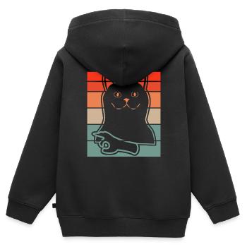 Regardé dans Chat Regardé dans - Sweat Premium à capuche zippé enfant bio - noir - Dos - AI Model Kid Male (0cm)