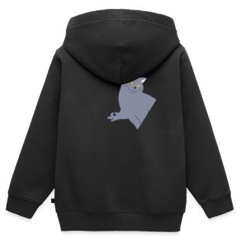 Jeu regardé avec chat Regardé dans - Sweat Premium à capuche zippé enfant bio - noir - Dos - AI Model Kid Male (0cm)