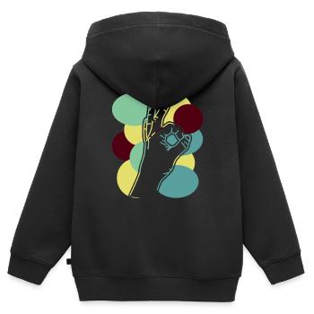 Looked in Retro Looked in - Kids Premium Organic Zip-up Hoodie - black - Back - AI Model Kid Male (0cm)