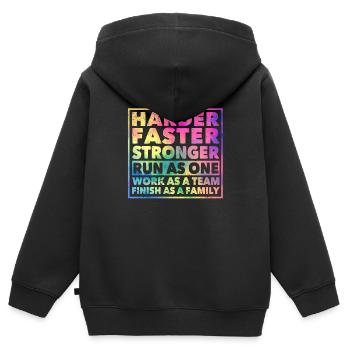 Harder Faster Run Stronger Work Team Goal - Kids Premium Organic Zip-up Hoodie - black - Back - AI Model Kid Male (0cm)