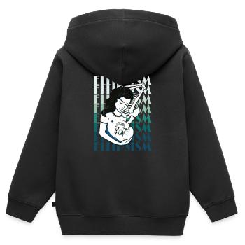 Ellipsismus Frau Pfanne Ellipsismus Frau Pfanne Ge - Kinder Premium Organic Zip Hoodie - Schwarz - Hinten - AI Model Kid Male (0cm)