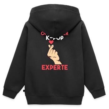 K-pop - Kinder Premium Organic Zip Hoodie - Schwarz - Hinten - AI Model Kid Male (0cm)