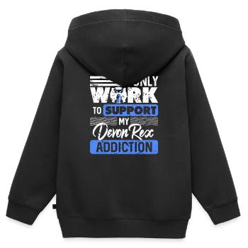 Je ne travaille que pour soutenir ma dépendance au Devon Rex - Sweat Premium à capuche zippé enfant bio - noir - Dos - AI Model Kid Male (0cm)