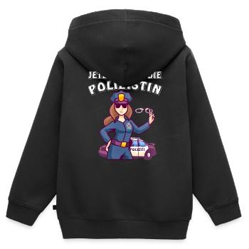 JETZT KOMMT DIE POLIZISTIN - Kinder Premium Organic Zip Hoodie - Schwarz - Hinten - AI Model Kid Male (0cm)
