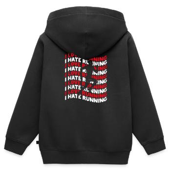 Ich liebe Laufen hasse Läufer Liebhaber Läufer - Kinder Premium Organic Zip Hoodie - Schwarz - Hinten - AI Model Kid Male (0cm)