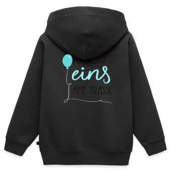 Ich bin eins - einsame klasse türkis 1. Geburtstag - Kinder Premium Organic Zip Hoodie - Schwarz - Hinten - AI Model Kid Male (0cm)