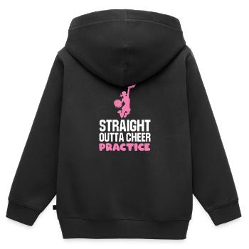 Straight Outta Cheer Practice - Kids Premium Organic Zip-up Hoodie - black - Back - AI Model Kid Male (0cm)