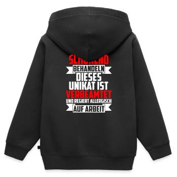 Beamter Schonend behandeln reagiert allergisch auf - Kinder Premium Organic Zip Hoodie - Schwarz - Hinten - AI Model Kid Male (0cm)