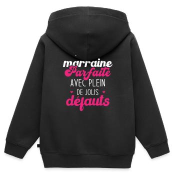 Marraine parfaite avec plein de jolis défauts - Sweat Premium à capuche zippé enfant bio - noir - Dos - AI Model Kid Male (0cm)