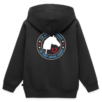 Hobby Horse Pferde Reiten Dressur Hobbyhorse - Kinder Premium Organic Zip Hoodie - Schwarz - Hinten - AI Model Kid Male (0cm)