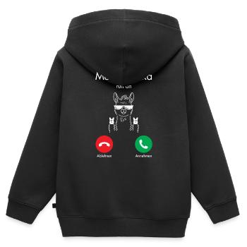 Mein Alpaka Ruft An - Lama Alpaka Telefon Anruf - Kinder Premium Organic Zip Hoodie - Schwarz - Hinten - AI Model Kid Male (0cm)