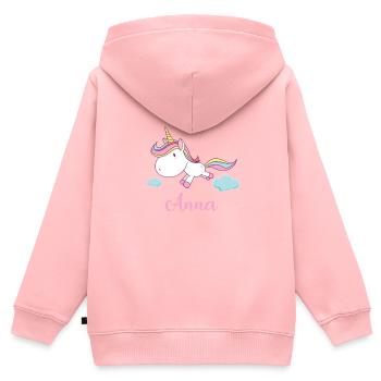 ANNA Rose Licorne Nouveauté - Sweat Premium à capuche zippé enfant bio - rose - Dos - AI Model Kid Female (0cm)