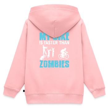 My Bike Is Faster Than Zombies Funny Cycling - Kinder Premium Organic Zip Hoodie - Rosa - Hinten - AI Model Kid Female (0cm)