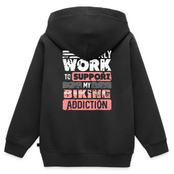 Je ne travaille que pour soutenir ma dépendance au vélo Thé - Sweat Premium à capuche zippé enfant bio - noir - Dos - AI Model Kid Male (0cm)