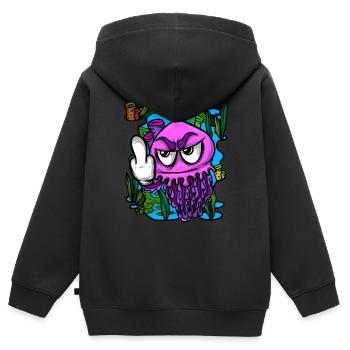 Méduse méduse du majeur Méduse - Sweat Premium à capuche zippé enfant bio - noir - Dos - AI Model Kid Male (0cm)