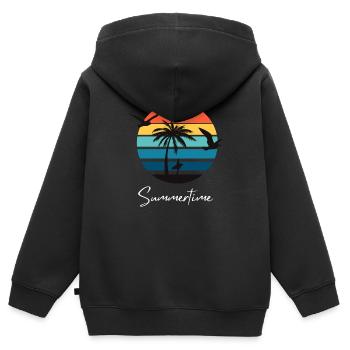 Summertime Sommer Shirt Damen Herren - Kinder Premium Organic Zip Hoodie - Schwarz - Hinten - AI Model Kid Male (0cm)