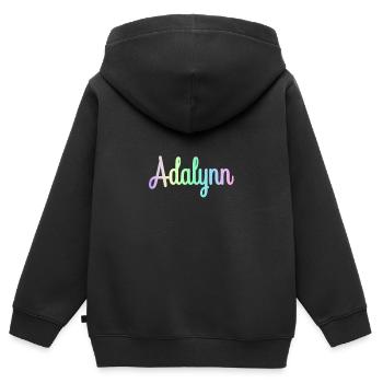 ADALYNN Rainbow Minimalist Cursive - Kids Premium Organic Zip-up Hoodie - black - Back - AI Model Kid Male (0cm)