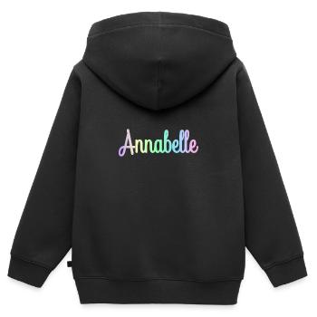 ANNABELLE Rainbow Minimalist Cursive - Kids Premium Organic Zip-up Hoodie - black - Back - AI Model Kid Male (0cm)