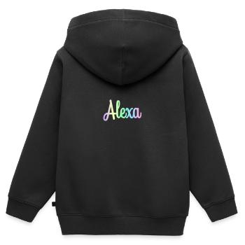 ALEXA Rainbow Minimalist Cursive - Kids Premium Organic Zip-up Hoodie - black - Back - AI Model Kid Male (0cm)