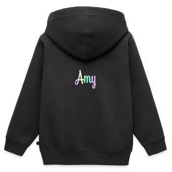 AMY Rainbow Minimalist Cursive - Kids Premium Organic Zip-up Hoodie - black - Back - AI Model Kid Male (0cm)