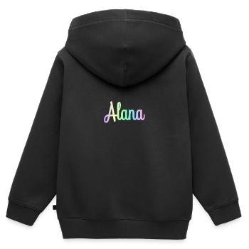 ALANA Rainbow Minimalist Cursive - Kids Premium Organic Zip-up Hoodie - black - Back - AI Model Kid Male (0cm)