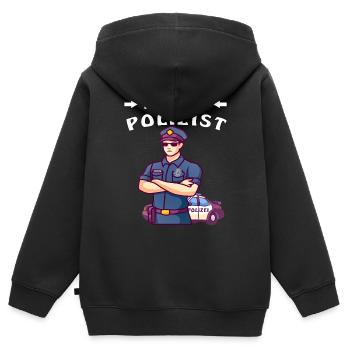 ICH WERDE POLIZIST - Kinder Premium Organic Zip Hoodie - Schwarz - Hinten - AI Model Kid Male (0cm)