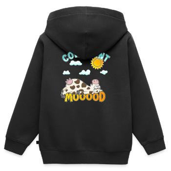 Cowrrent Mood - Comic Kuh - Kinder Premium Organic Zip Hoodie - Schwarz - Hinten - AI Model Kid Male (0cm)