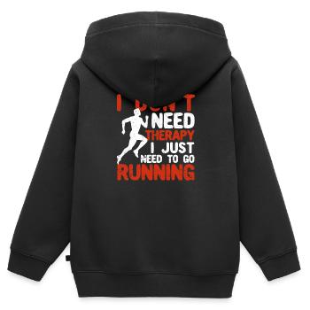 Lustige Läufer Ich brauche keine Therapie - Kinder Premium Organic Zip Hoodie - Schwarz - Hinten - AI Model Kid Male (0cm)