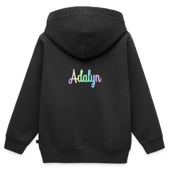 ADALYN Rainbow Minimalist Cursive - Kids Premium Organic Zip-up Hoodie - black - Back - AI Model Kid Male (0cm)