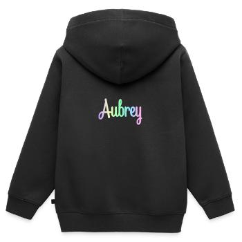 ADDISON Rainbow Minimalist Cursive - Kids Premium Organic Zip-up Hoodie - black - Back - AI Model Kid Male (0cm)